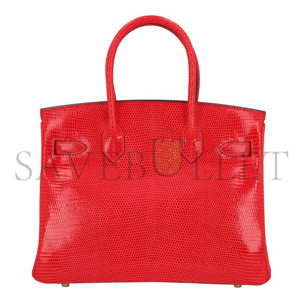 H**mes master birkin 30 lizard red gold buckle h028352ca53 (30*22*16cm)